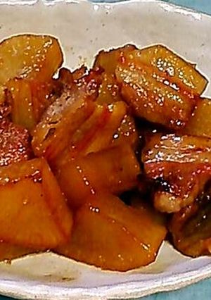 大根と豚バラ肉の甘辛炒め煮-レシピのメイン写真