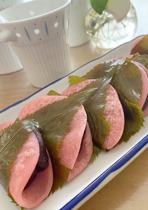 チヂミ粉で一口桜餅-レシピのメイン写真