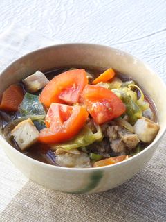 トマトと生揚げの味噌汁(トマト給食)-レシピのメイン写真
