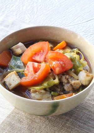 トマトと生揚げの味噌汁（トマト給食）-レシピのメイン写真