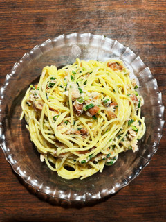 叩き蜂蜜梅肉と小葱のツナ和えパスタ-レシピのメイン写真