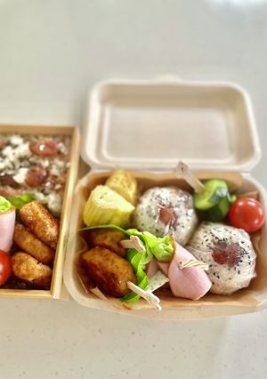 お出かけ弁当♡使い捨て容器で。-レシピのメイン写真