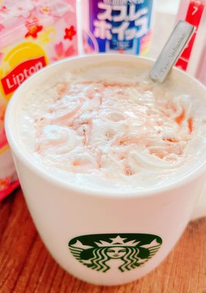 スタバ風!さくらストロベリーティーラテ-レシピのメイン写真