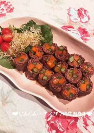 ご飯が進む！にんじんアスパラの牛肉巻き♪-レシピのメイン写真