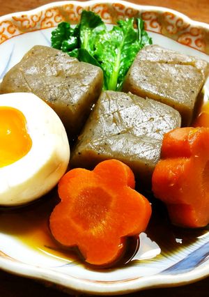 蒟蒻の煮物　金時人参・半熟卵・発酵玉葱-レシピのメイン写真