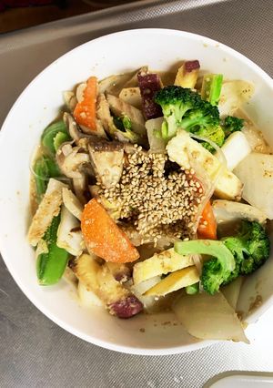 お一人様☆きな粉ポン味根菜たっぷり野菜炒-レシピのメイン写真