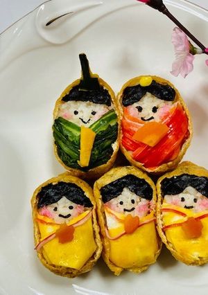 子供喜ぶ☆ひな祭りのキャラ稲荷寿司-レシピのメイン写真