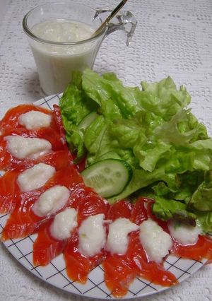 刺身サーモン　玉ねぎドレッシング-レシピのメイン写真