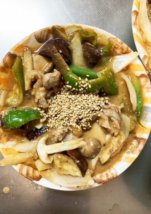 簡単きな粉梅ソース味豚こま大根青椒肉絲風-レシピのメイン写真
