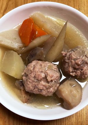 ゴロゴロ根菜と肉団子の和風スープ-レシピのメイン写真