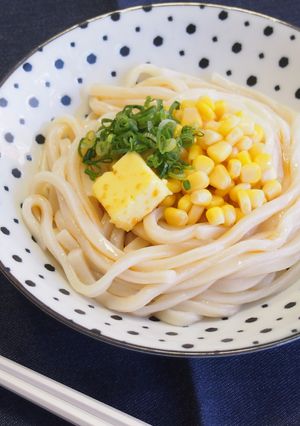【だししょうゆ】コーンバターうどん-レシピのメイン写真