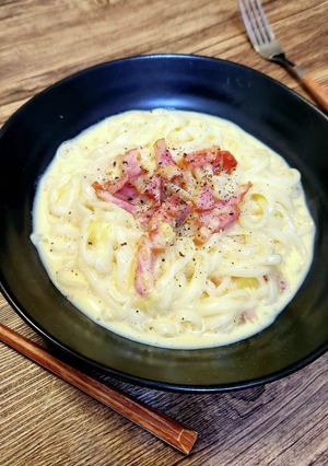 4分で完成！ガルボナーラうどん-レシピのメイン写真