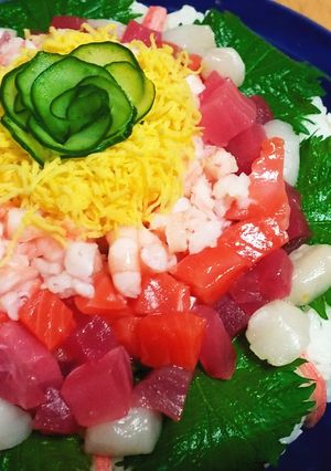 簡単豪華☆海鮮ちらし寿司ケーキ-レシピのメイン写真