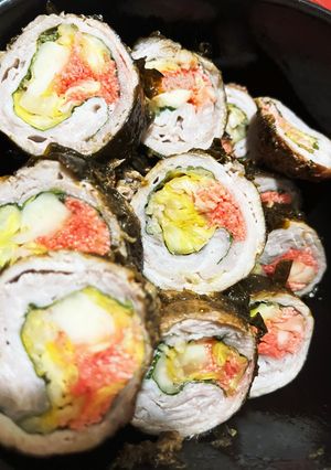 豚肉のキャベツと明太子の紫蘇海苔巻き-レシピのメイン写真