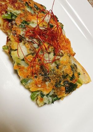 米粉でグルテンフリー春菊と玉ねぎのチヂミ-レシピのメイン写真