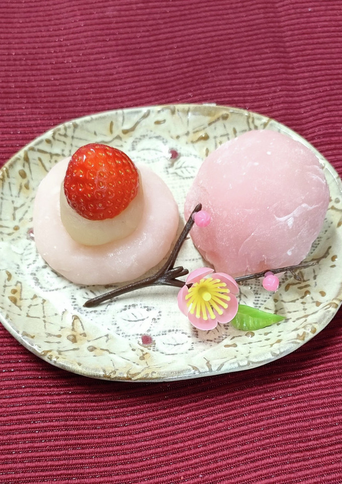 子どもと作る甘〜い皮の春色いちご大福-レシピのメイン写真