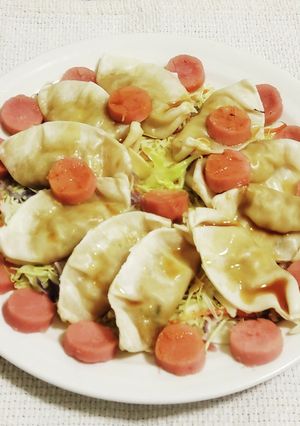 “餃子魚肉ソーセージキャベツバター蒸し”-レシピのメイン写真