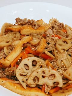レンコンと牛肉の甘辛煮-レシピのメイン写真