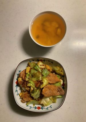 野菜炒め、しめじの味噌汁-レシピのメイン写真