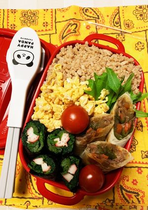 3/7よっちゃんそぼろ弁当　隙間に海苔巻-レシピのメイン写真
