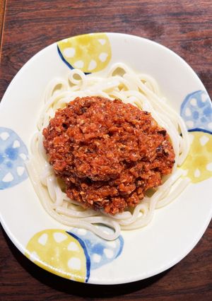 かさ増し偽ミート掛けうどん-レシピのメイン写真