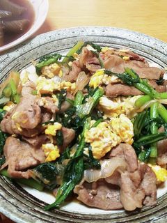 春菊と豚肉の炒め物-レシピのメイン写真
