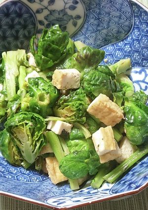 芽キャベツとのらぼう菜のアンチョビ炒め-レシピのメイン写真