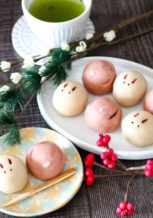 うさぎと梅の練り切り-レシピのメイン写真