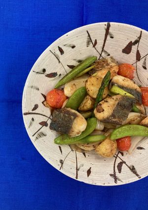 春野菜と魚のガーリック炒め-レシピのメイン写真