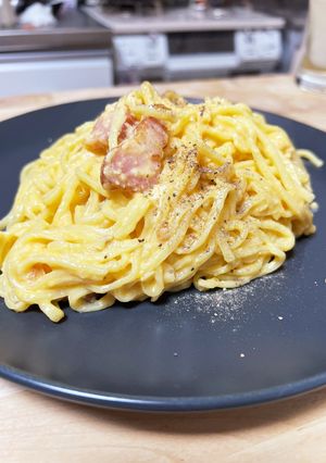 生クリーム牛乳なし！にんにくカルボナーラ-レシピのメイン写真