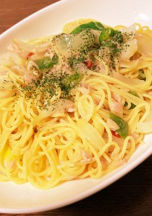 ツナとタマネギとピーマンのカンタンパスタ-レシピのメイン写真