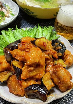 ピリ辛が旨い！鶏とナスのチリソース♪-レシピのメイン写真