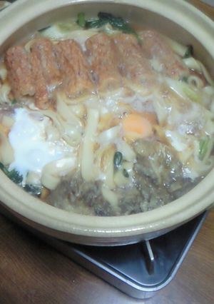 天ぷら入り☆鍋焼きうどん（きし麺）-レシピのメイン写真