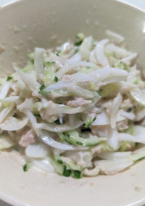 新玉ねぎとキュウリとツナの和え物-レシピのメイン写真