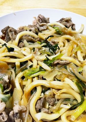 我が家のジンギスカン焼きうどん-レシピのメイン写真