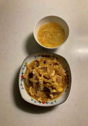 親子煮、味噌汁-レシピのメイン写真