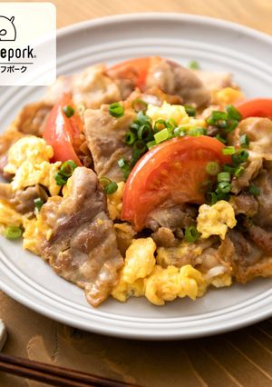 ポン酢で味が決まる！豚肉のトマたま炒め-レシピのメイン写真