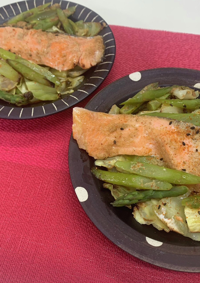 春野菜と鮭のごまみそ焼き-レシピのメイン写真