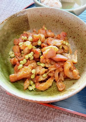 皮パリ♪鶏皮のポン酢炒め♪実山椒入り-レシピのメイン写真