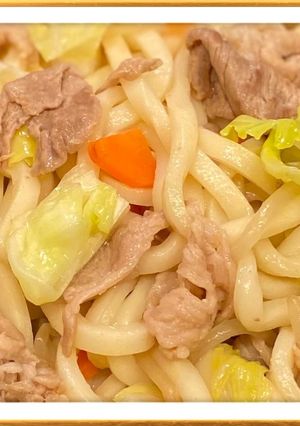 簡単！麺つゆ焼きうどん♪-レシピのメイン写真