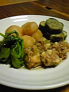 鶏団子(大和芋入り)・かぶ・茄子の煮物-レシピのメイン写真