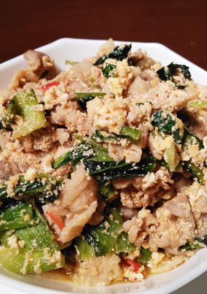 チンゲン菜と豚肉のオイマヨ炒め-レシピのメイン写真