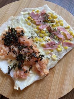 明太子とコーンマヨの餅ピザ-レシピのメイン写真