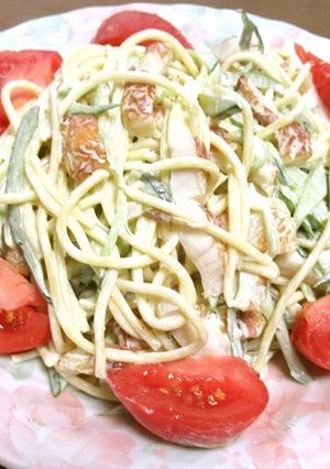 ちくわ入りのスパゲッティサラダにトマトを-レシピのメイン写真