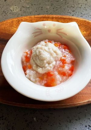 にんじん粥の鶏胸肉ペースト添え　離乳食-レシピのメイン写真