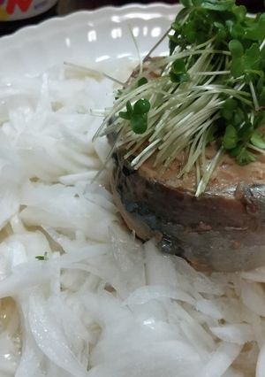 さば缶on新玉スライス-レシピのメイン写真