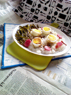 ゆで卵+ニンニクの芽+日野菜漬のカフェ丼-レシピのメイン写真