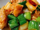 長ねぎと鶏肉のオイスターソース炒め