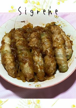 菜の花の豚肉巻き焼き〜玉ねぎソースかけ〜-レシピのメイン写真