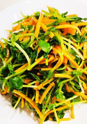 豆苗と人参の塩昆布和え-レシピのメイン写真